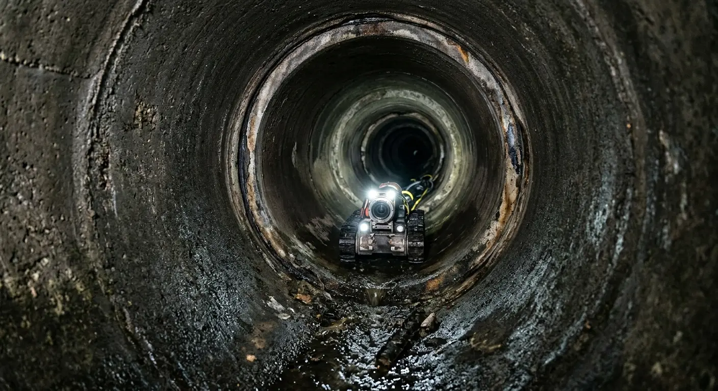 Robotic sewer camera inspecting pipe interior for Sewer Line Cleaning in Parkersburg